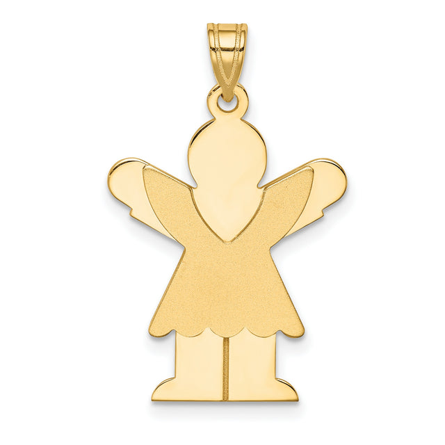 14k Yellow Gold Angel Pendant, Silhouette with Outstretched Wings, Religious Christian Charm