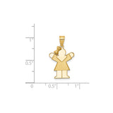 14k Yellow Gold Girl Charm Pendant with Bow, Symbol of Love and Family
