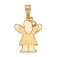 14k Yellow Gold Angel Girl Pendant with Bow and Wings, Spiritual Faith Charm