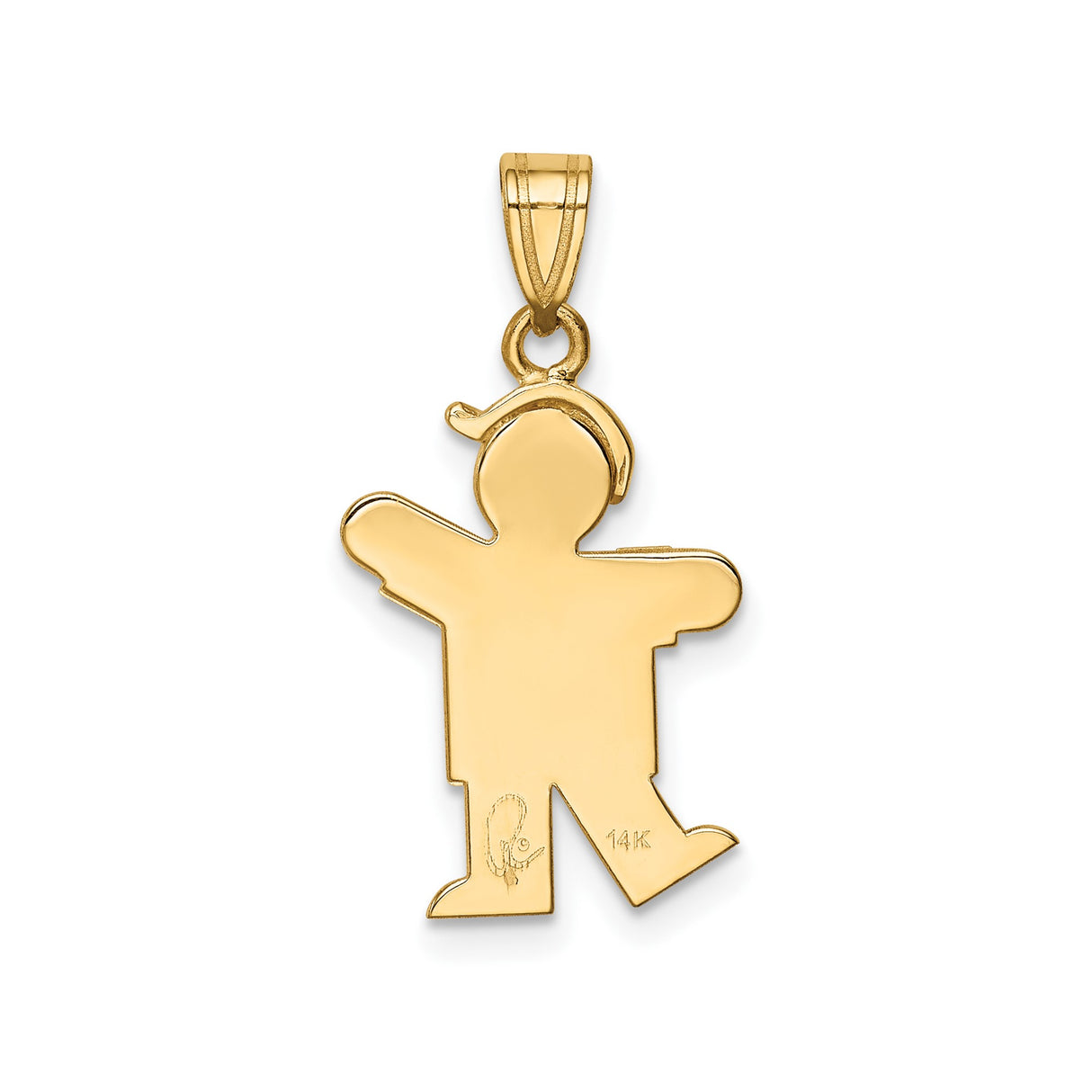 14k Yellow Gold Boy Pendant with Cap, Minimalist Family Charm for Women