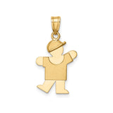 14k Yellow Gold Boy Pendant with Cap, Minimalist Family Charm for Women