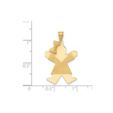 14k Yellow Gold Girl Pendant with Teddy Bear, Sentimental Family Charm for Women