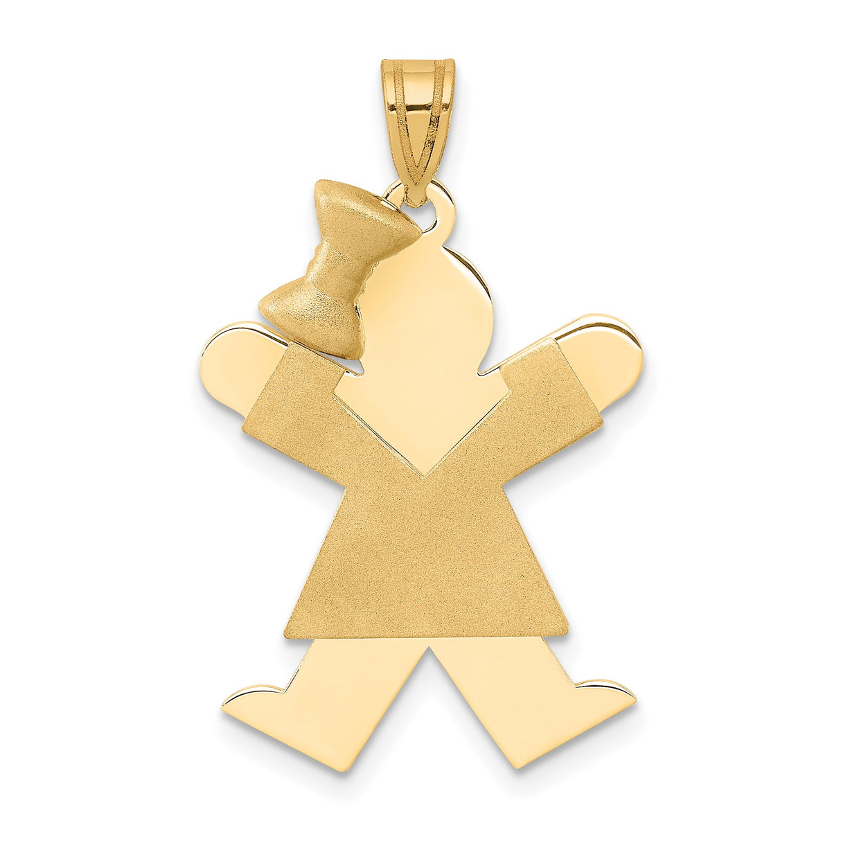 14k Yellow Gold Girl Pendant with Teddy Bear, Sentimental Family Charm for Women