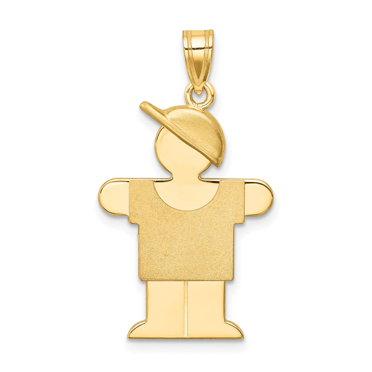14k Yellow Gold Boy Pendant with Baseball Cap, Stylized Son Charm for Necklace or Bracelet