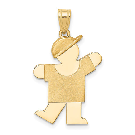 14k Yellow Gold Boy Pendant with Baseball Cap and T-Shirt, Minimalist Son Charm for Moms
