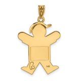 14k Yellow Gold Boy Pendant Charm with Stylized Cap and T-Shirt Figure, Unisex Modern Keepsake
