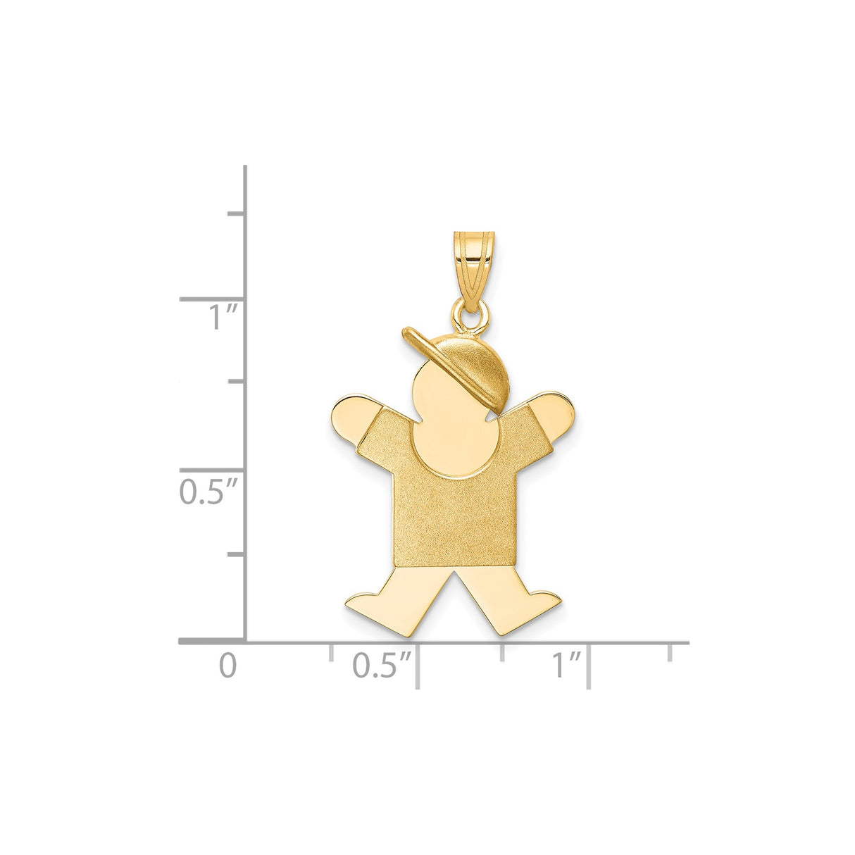14k Yellow Gold Boy Pendant Charm with Stylized Cap and T-Shirt Figure, Unisex Modern Keepsake