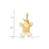 14k Yellow Gold Boy Pendant Charm with Stylized Cap and T-Shirt Figure, Unisex Modern Keepsake