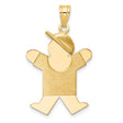 14k Yellow Gold Boy Pendant Charm with Stylized Cap and T-Shirt Figure, Unisex Modern Keepsake