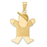 14k Yellow Gold Boy Pendant Charm with Stylized Cap and T-Shirt Figure, Unisex Modern Keepsake