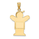 14k Yellow Gold Boy Pendant with Sideways Cap, Stylized Son Figure Charm