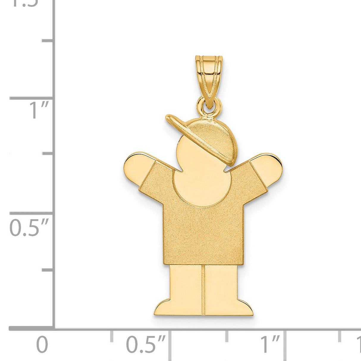 14k Yellow Gold Boy Pendant with Sideways Cap, Stylized Son Figure Charm