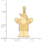 14k Yellow Gold Boy Pendant with Sideways Cap, Stylized Son Figure Charm