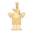 14k Yellow Gold Boy Pendant with Sideways Cap, Stylized Son Figure Charm