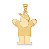 14k Yellow Gold Boy Pendant with Sideways Cap, Stylized Son Figure Charm