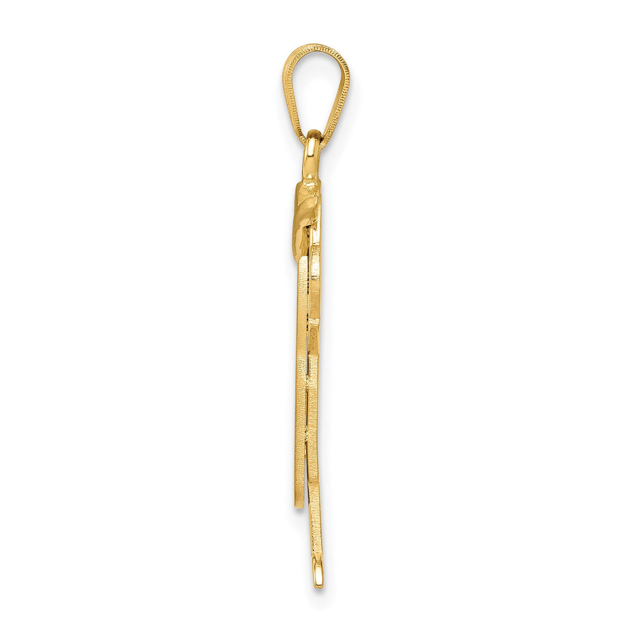 14k Yellow Gold Boy Pendant Charm with Raised Arms in Overalls and Cap