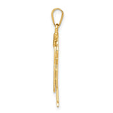 14k Yellow Gold Boy Pendant Charm with Raised Arms in Overalls and Cap