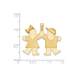 14k Yellow Gold Pendant Featuring Boy and Girl Holding Hands, Family Charm Design