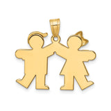 14k Yellow Gold Pendant Featuring Boy and Girl Holding Hands, Family Charm for Women