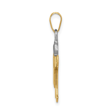 14k Two-Tone Gold Boy Charm Pendant with Textured Shirt and White Gold Cap