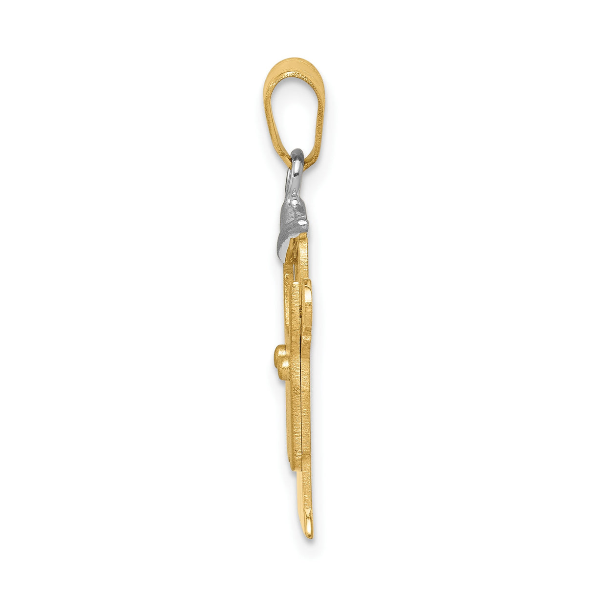 14k Two-Tone Gold Boy Pendant with Baseball Cap and Overalls, Family Keepsake Charm