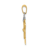 14k Two-Tone Gold Boy Pendant with Baseball Cap and Overalls, Family Keepsake Charm