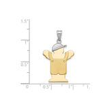 14k Two-Tone Gold Pendant, Stylized Boy in Overalls and Cap, Family Keepsake Charm