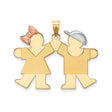 14k Tri Color Gold Pendant with Boy and Girl Holding Hands, Family Keepsake Charm