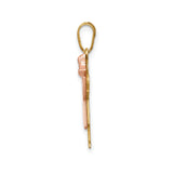 14k Two-Tone Gold Girl Angel Pendant with Rose Gold Dress and Bow Detail