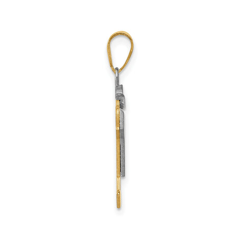 14k Two-Tone Gold Pendant, Walking Boy Figurine Wearing Cap and T-Shirt, Family Keepsake Charm