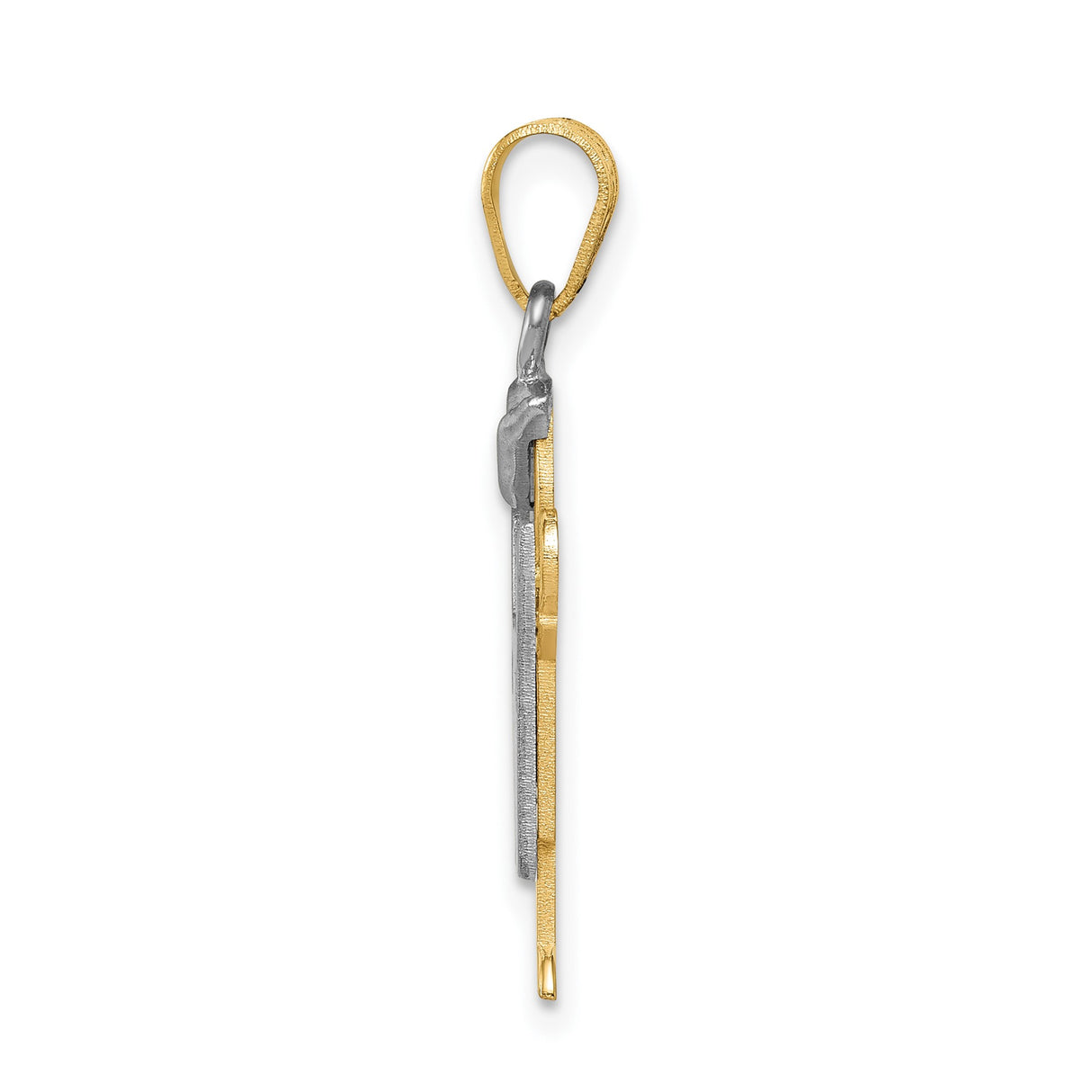 14k Two-Tone Gold Pendant with Boy in Cap and Overalls, Symbolic Motherhood Charm