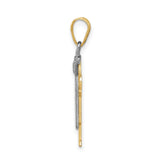14k Two-Tone Gold Pendant with Boy in Cap and Overalls, Symbolic Motherhood Charm