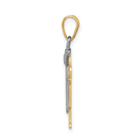 14k Two-Tone Gold Pendant with Boy in Cap and Overalls, Symbolic Motherhood Charm