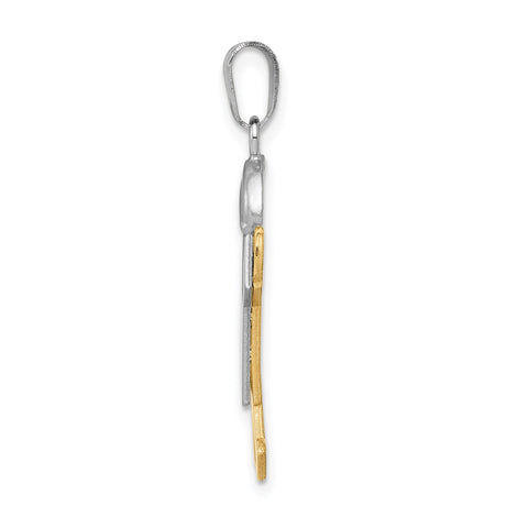 14k Two-Tone Gold Boy Pendant Charm with Cap and T-Shirt Design