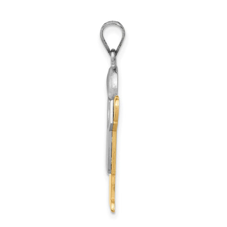 14k Two-Tone Gold Boy Pendant with Cap, Geometric Design, Motherhood and Family Symbol