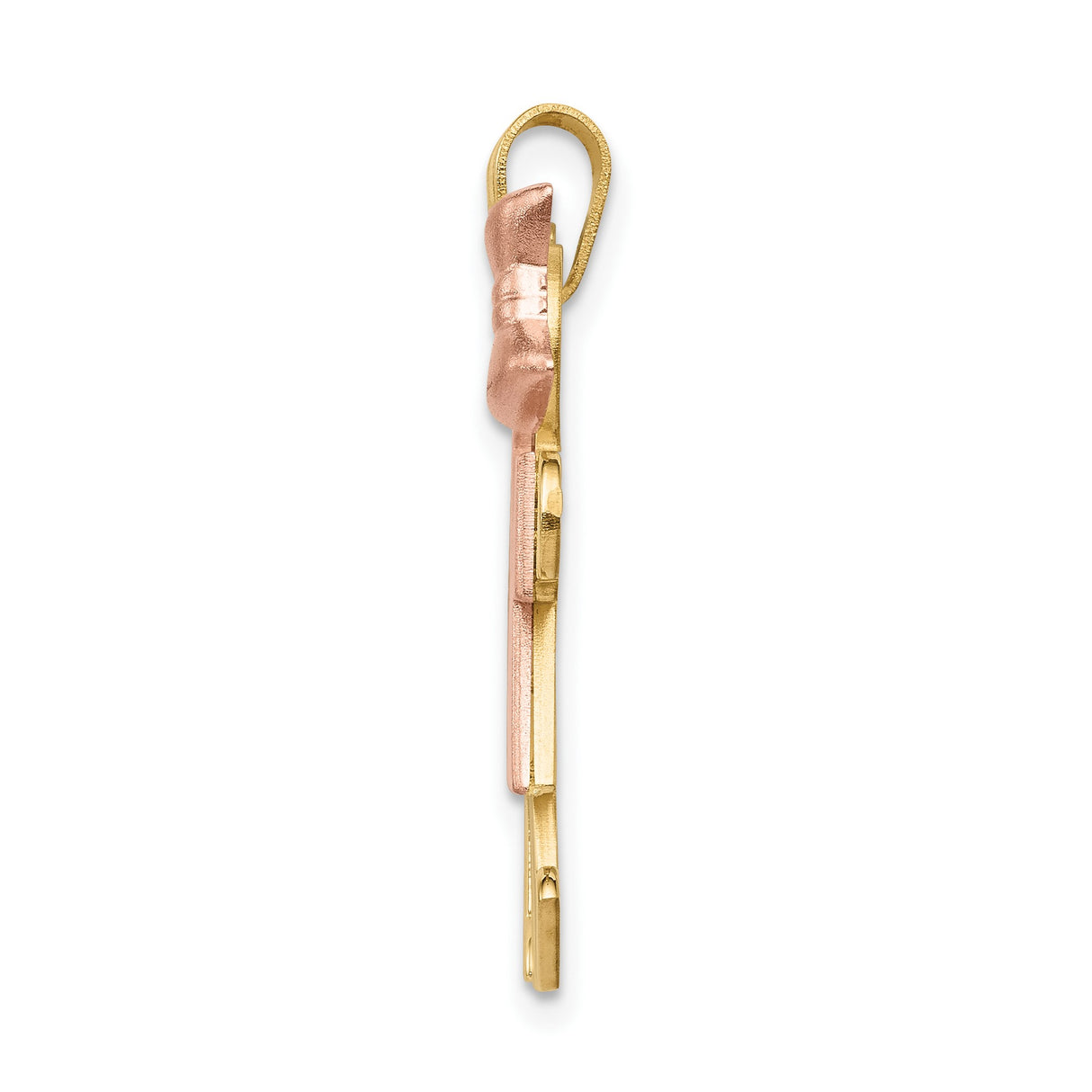 14k Tri-Color Gold Pendant Charm with Boy and Girl Holding Hands, Family Jewelry Theme