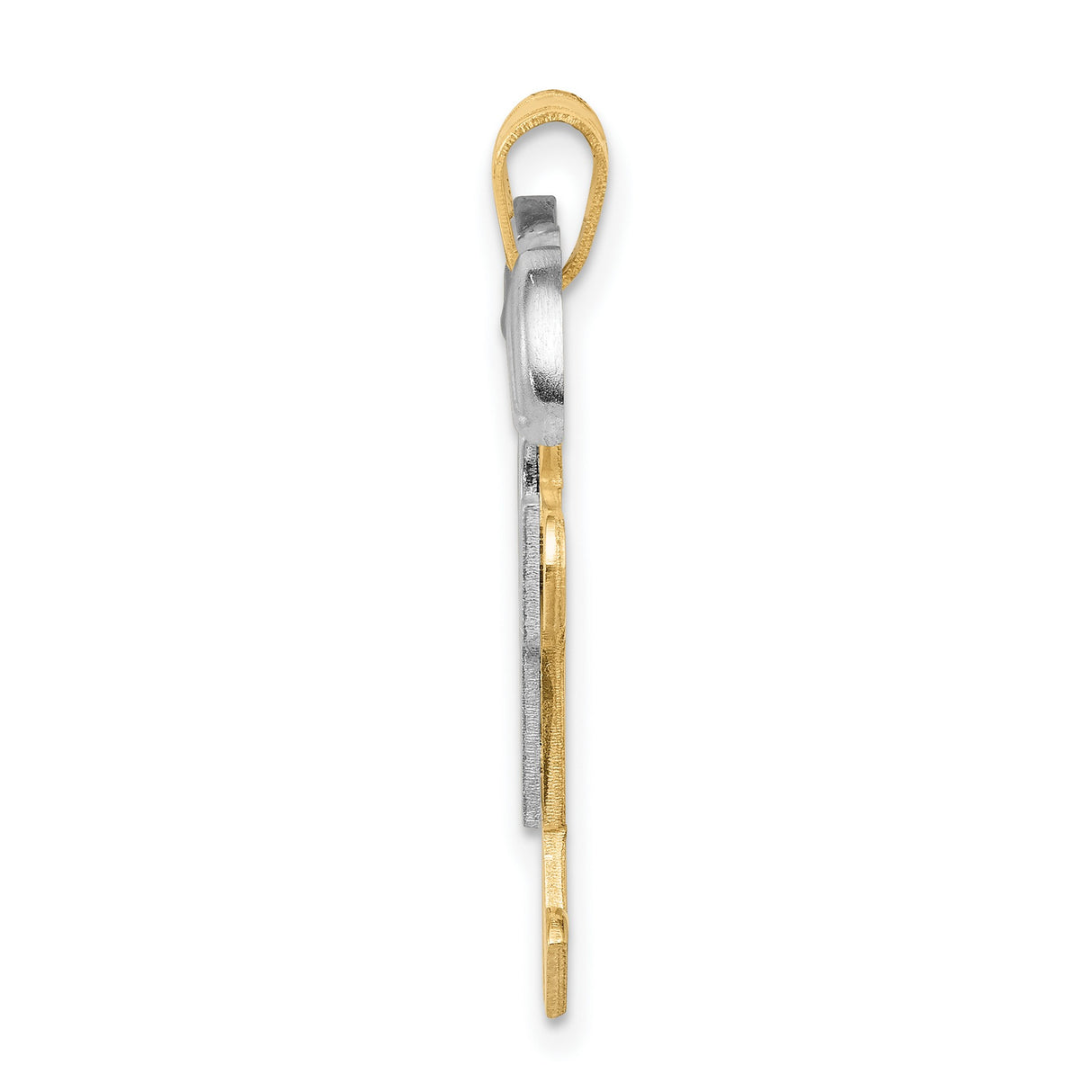 14k Two-Tone Gold Pendant, Stylized Boys High-Fiving, Symbol of Brotherhood and Friendship