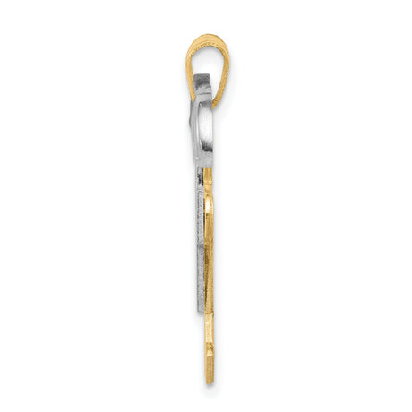 14k Two-Tone Gold Pendant, Stylized Boys High-Fiving, Symbol of Brotherhood and Friendship