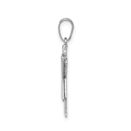 14k White Gold Angel Girl Pendant with Bow Detail, Religious Charm for Women or Girls