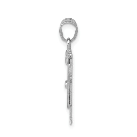 14k White Gold Boy Pendant with Cap and Overalls, Sentimental Son Charm for Mom