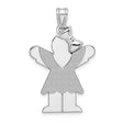 14k White Gold Angel Girl Pendant with Wings and Bow, Religious Memorial Charm
