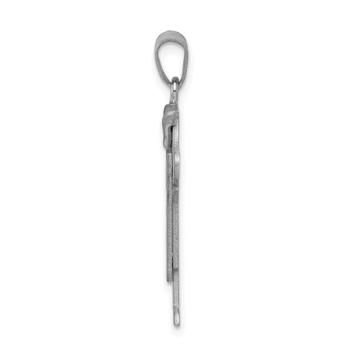 14k White Gold Boy Pendant with Cap and Overalls, Raised Arms Family Charm