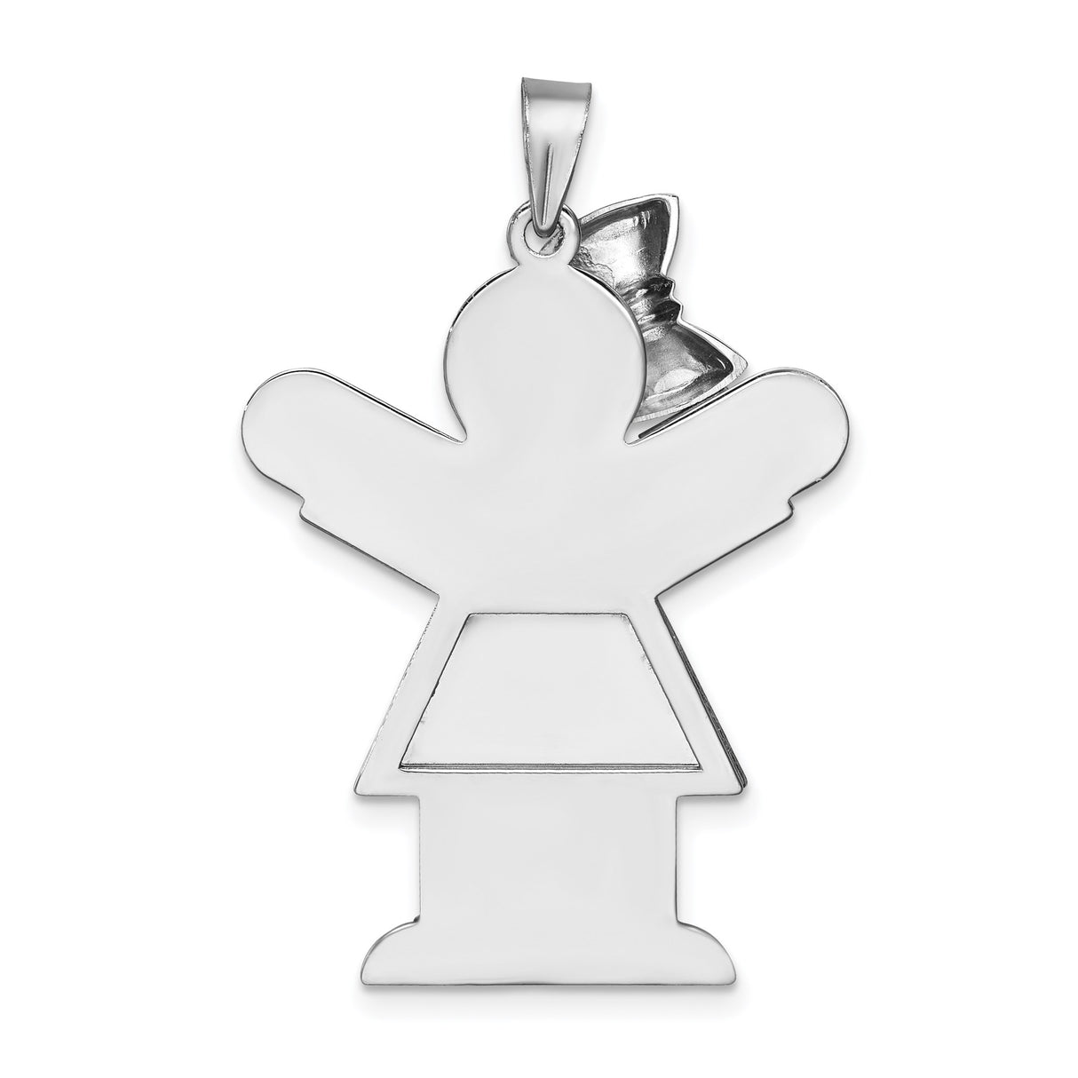 14k White Gold Pendant Featuring Girl with Chalice, First Communion Religious Charm