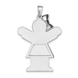 14k White Gold Pendant Featuring Girl with Chalice, First Communion Religious Charm