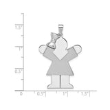 14k White Gold Pendant Featuring Girl with Chalice, First Communion Religious Charm