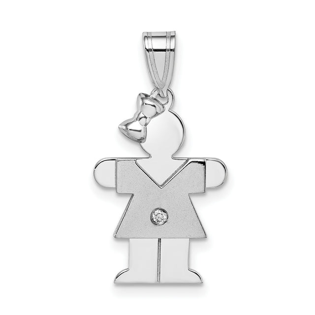 AAA Diamond Kid Charm Pendant in Real 14k White Gold