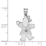 AAA Diamond Kid Charm Pendant in Real 14k White Gold