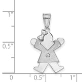 AAA Diamond Kid Charm Pendant in Real 14k White Gold
