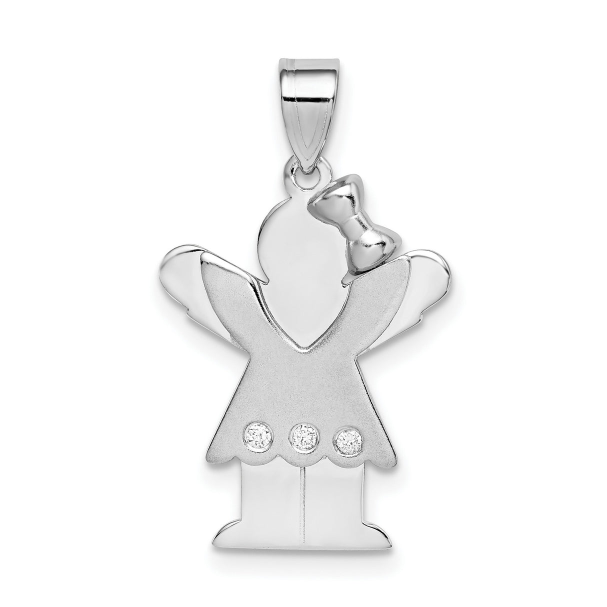 AA Diamond Kid Charm Pendant in Real 14k White Gold