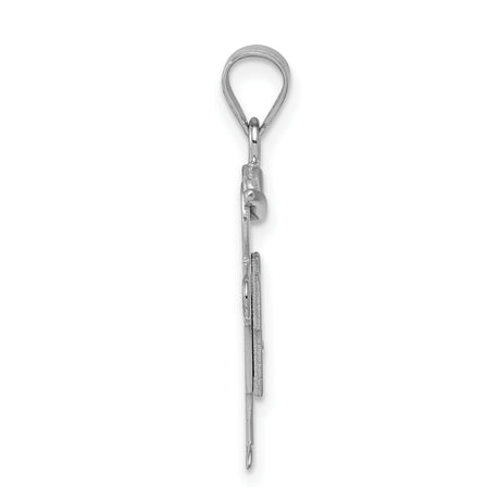 14k White Gold Boy Charm Pendant with Diamond Accent, Hat Detail, Symbol of Motherhood